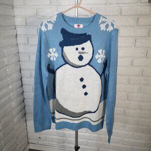 Canadian Tire Ladies One Size Blue & White Winter Themed Sweater